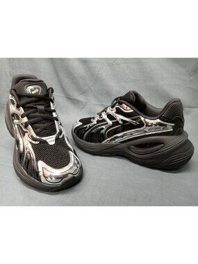 Puma Boys Inverse Dimension Jr Sneakers Mesh Black & Silver Size 6 NEW NO BOX!